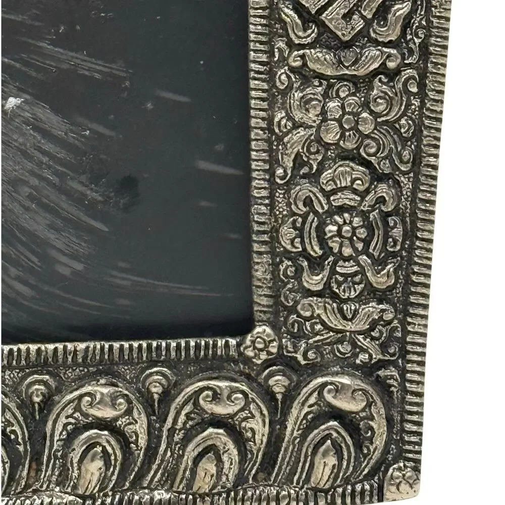 Vintage 70s YAK Phe Ornate Metal Picture Frame Easel Back 3x5 Decor